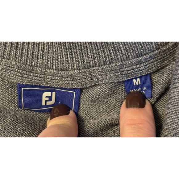 FOOTJOY 1/2 Zip Gray Golf Sweater Men Medium Pullover Performance Stretch Wool - Picture 3 of 12